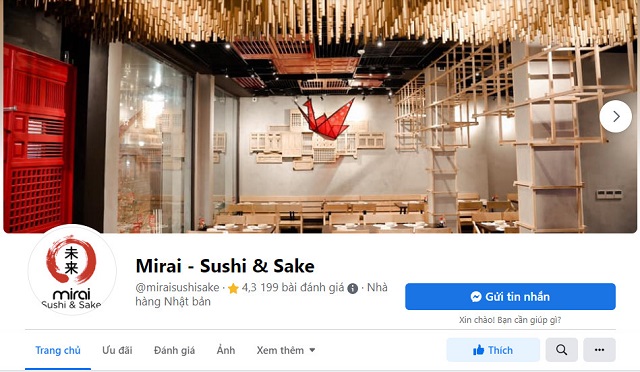 Giới thiệu về nhà hàng Mirai Sushi & Sake Tràng Thi