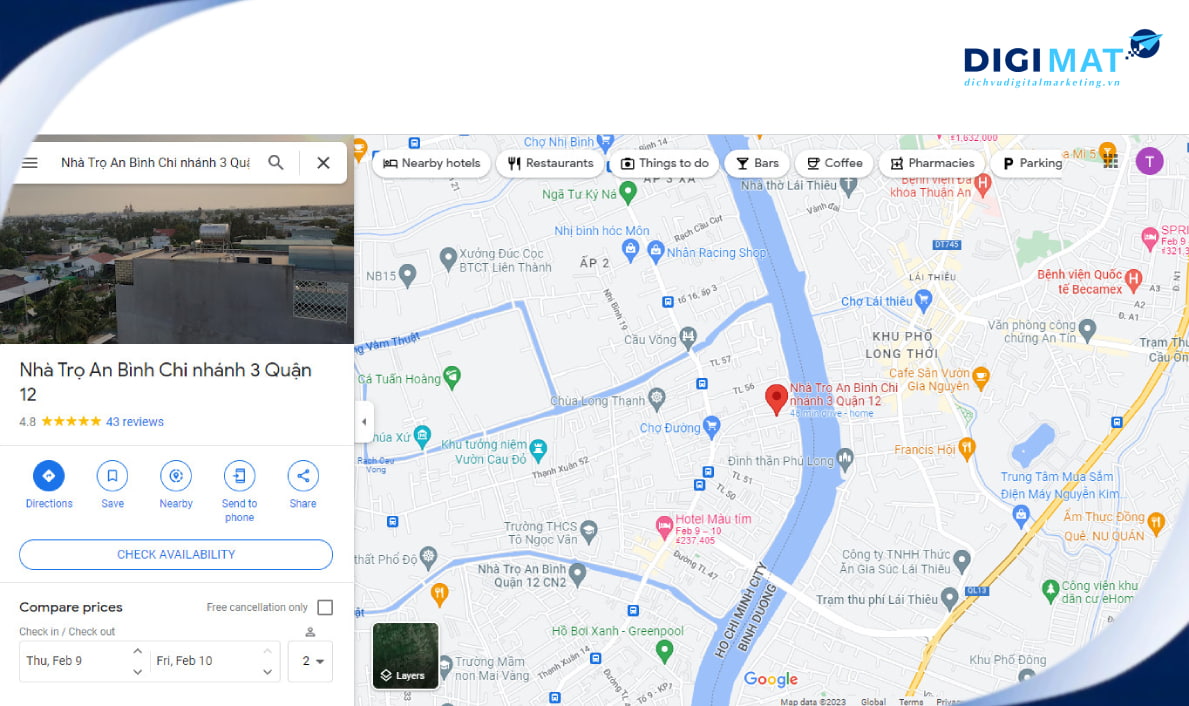 Thực hiện dự án review Google Map, đánh giá 5 sao cho hệ thống nhà trọ An Bình
