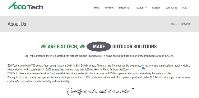 Giới thiệu về công ty xuất khẩu nội thất Eco - Tech 