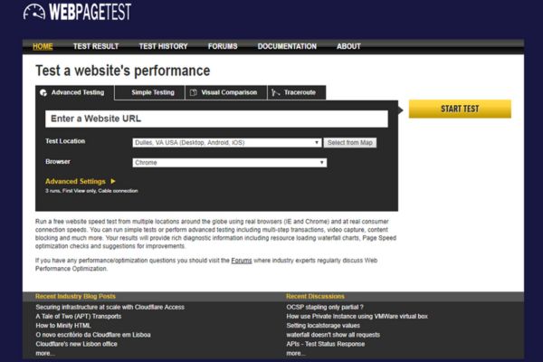 Test tốc độ website bằng Web page Test