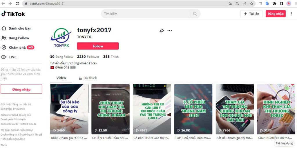 Dịch vụ TikTok Shop - xây kênh trọn gói cho trang Tony FX