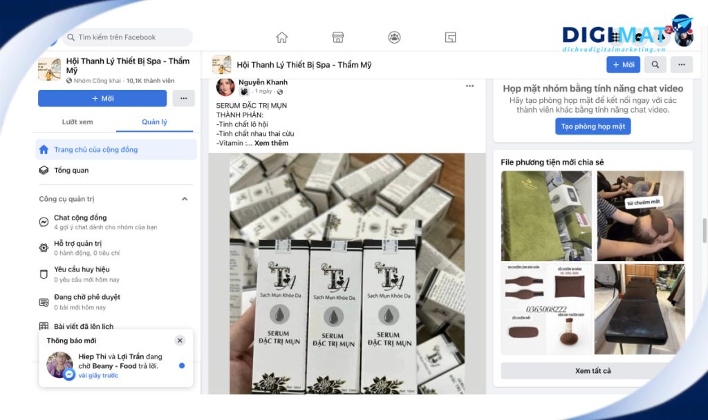 Xây dựng group Facebook cho hội thanh lý thiết bị Spa - thẩm mỹ 