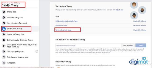 Cách xem các tài khoản đang quản lý page
